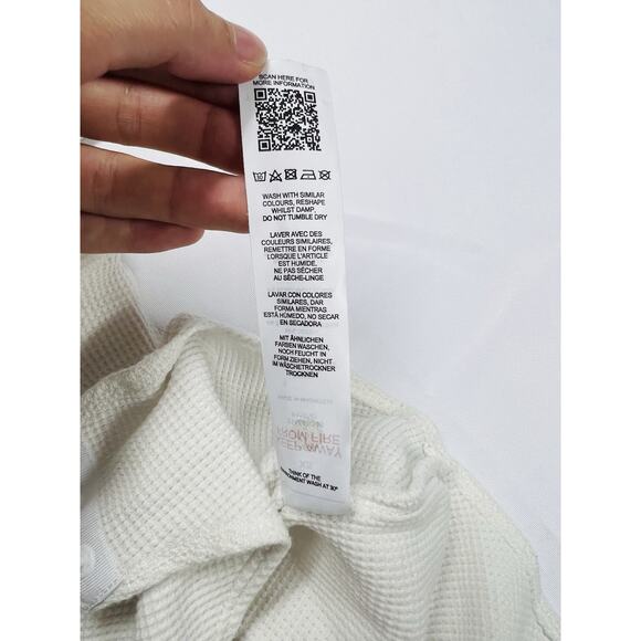 Topshop White Puff Sleeve Waffle Knit Cutout Milkmaid Bodysuit Size XS White - Picture 10 of 14